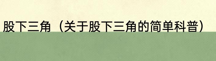股下三角（关于股下三角的简单科普）