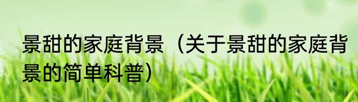 景甜的家庭背景（关于景甜的家庭背景的简单科普）