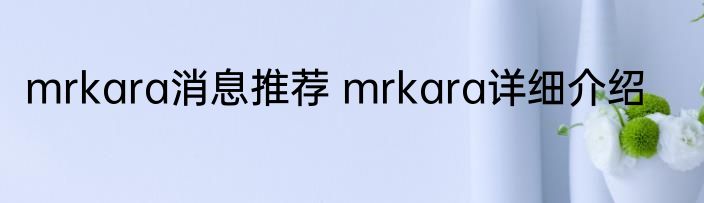 mrkara消息推荐 mrkara详细介绍