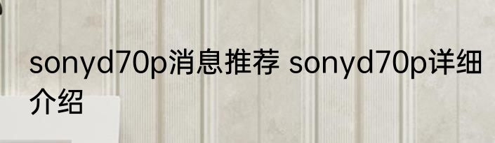 sonyd70p消息推荐 sonyd70p详细介绍