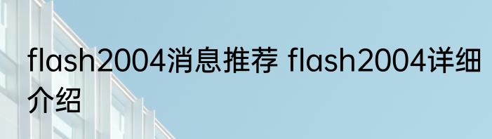 flash2004消息推荐 flash2004详细介绍