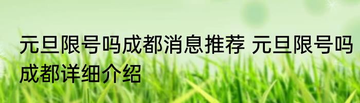 元旦限号吗成都消息推荐 元旦限号吗成都详细介绍