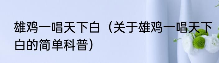 雄鸡一唱天下白（关于雄鸡一唱天下白的简单科普）
