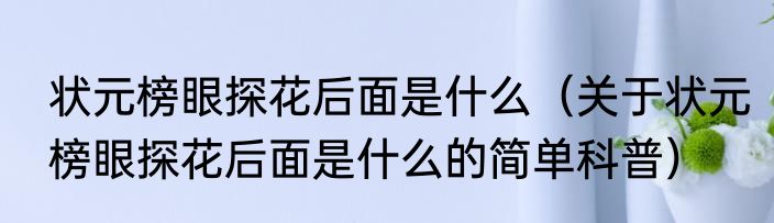 状元榜眼探花后面是什么（关于状元榜眼探花后面是什么的简单科普）