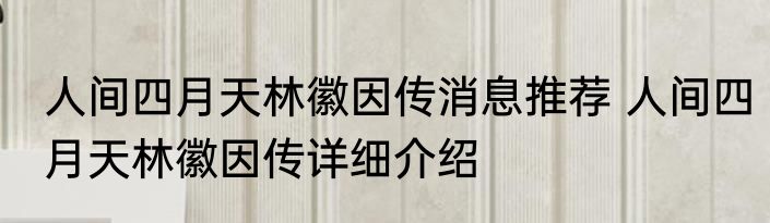 人间四月天林徽因传消息推荐 人间四月天林徽因传详细介绍
