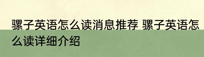 骡子英语怎么读消息推荐 骡子英语怎么读详细介绍