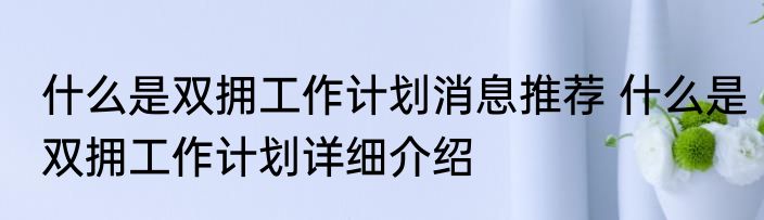 什么是双拥工作计划消息推荐 什么是双拥工作计划详细介绍