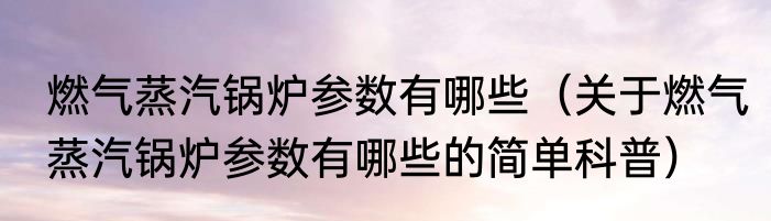 燃气蒸汽锅炉参数有哪些（关于燃气蒸汽锅炉参数有哪些的简单科普）