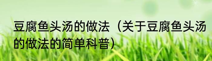豆腐鱼头汤的做法（关于豆腐鱼头汤的做法的简单科普）