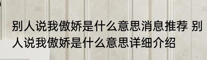 别人说我傲娇是什么意思消息推荐 别人说我傲娇是什么意思详细介绍