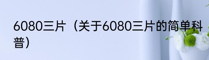 6080三片（关于6080三片的简单科普）