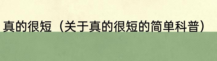 真的很短（关于真的很短的简单科普）