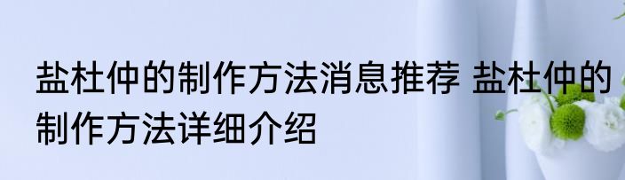 盐杜仲的制作方法消息推荐 盐杜仲的制作方法详细介绍