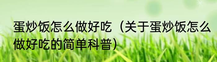 蛋炒饭怎么做好吃（关于蛋炒饭怎么做好吃的简单科普）