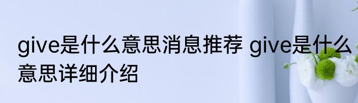give是什么意思消息推荐 give是什么意思详细介绍