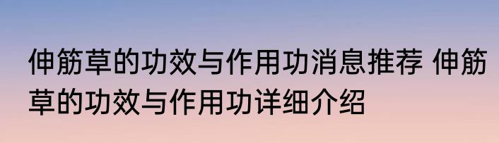伸筋草的功效与作用功消息推荐 伸筋草的功效与作用功详细介绍