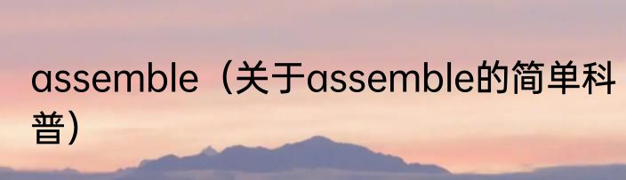 assemble（关于assemble的简单科普）