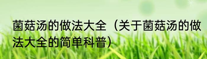 菌菇汤的做法大全（关于菌菇汤的做法大全的简单科普）