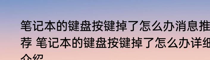 笔记本的键盘按键掉了怎么办消息推荐 笔记本的键盘按键掉了怎么办详细介绍
