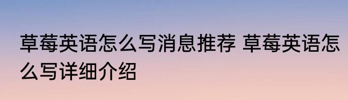 草莓英语怎么写消息推荐 草莓英语怎么写详细介绍
