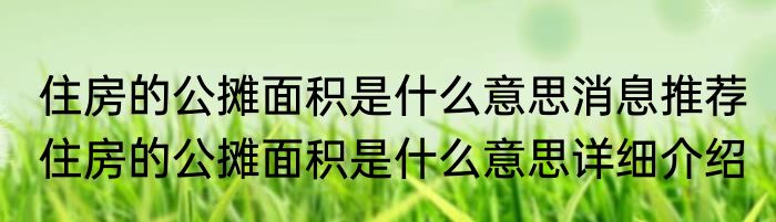 住房的公摊面积是什么意思消息推荐 住房的公摊面积是什么意思详细介绍
