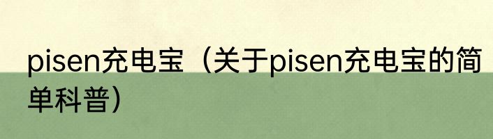 pisen充电宝（关于pisen充电宝的简单科普）