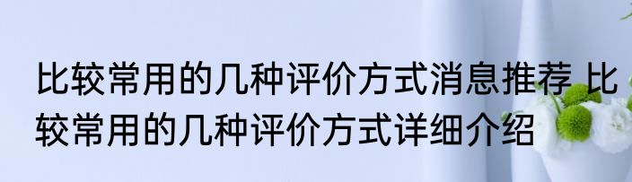 比较常用的几种评价方式消息推荐 比较常用的几种评价方式详细介绍