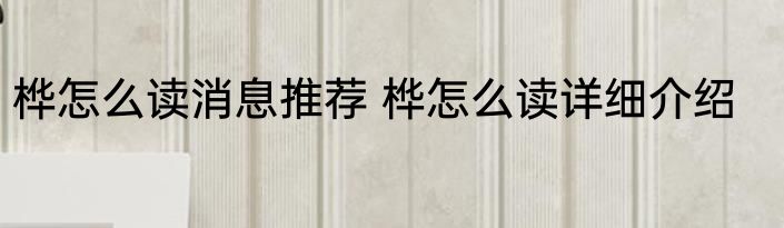 桦怎么读消息推荐 桦怎么读详细介绍