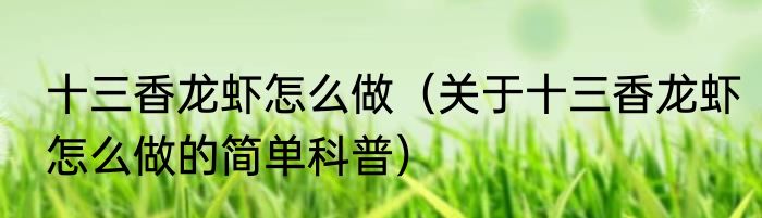十三香龙虾怎么做（关于十三香龙虾怎么做的简单科普）