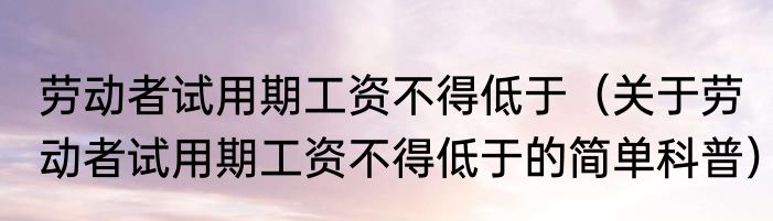劳动者试用期工资不得低于（关于劳动者试用期工资不得低于的简单科普）