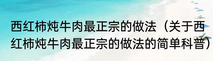 西红柿炖牛肉最正宗的做法（关于西红柿炖牛肉最正宗的做法的简单科普）