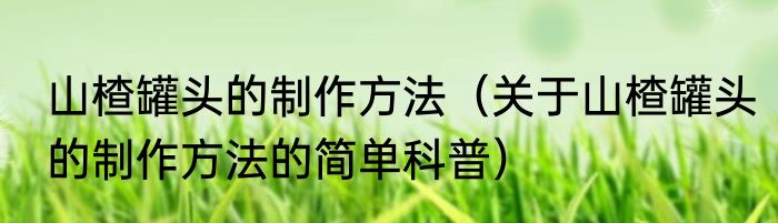 山楂罐头的制作方法（关于山楂罐头的制作方法的简单科普）