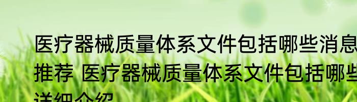 医疗器械质量体系文件包括哪些消息推荐 医疗器械质量体系文件包括哪些详细介绍