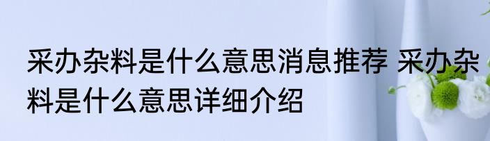 采办杂料是什么意思消息推荐 采办杂料是什么意思详细介绍