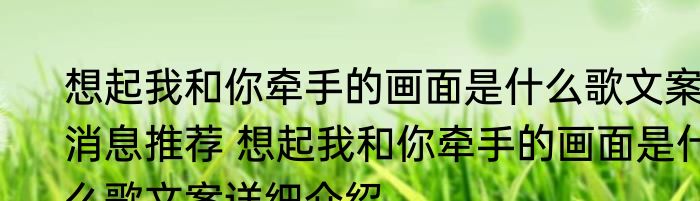 想起我和你牵手的画面是什么歌文案消息推荐 想起我和你牵手的画面是什么歌文案详细介绍