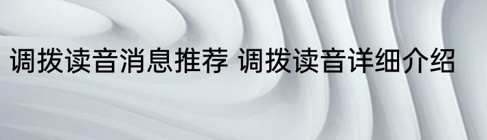 调拨读音消息推荐 调拨读音详细介绍