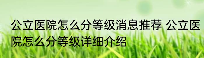 公立医院怎么分等级消息推荐 公立医院怎么分等级详细介绍