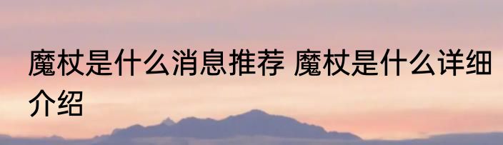 魔杖是什么消息推荐 魔杖是什么详细介绍