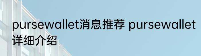 pursewallet消息推荐 pursewallet详细介绍
