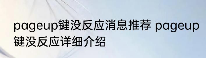 pageup键没反应消息推荐 pageup键没反应详细介绍