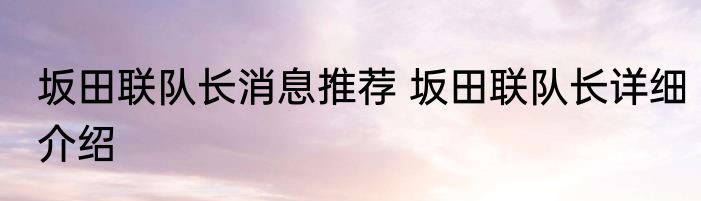 坂田联队长消息推荐 坂田联队长详细介绍