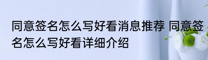同意签名怎么写好看消息推荐 同意签名怎么写好看详细介绍