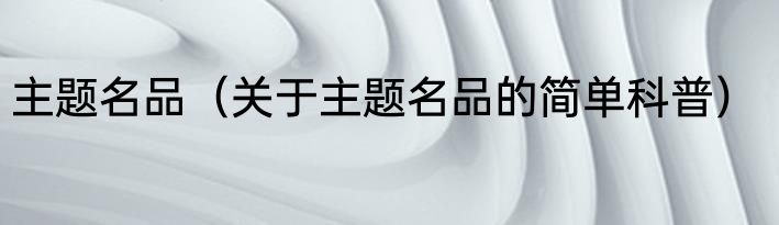 主题名品（关于主题名品的简单科普）