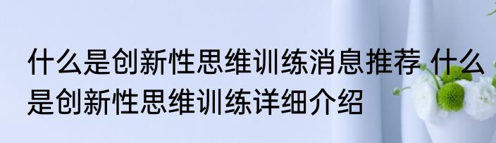 什么是创新性思维训练消息推荐 什么是创新性思维训练详细介绍