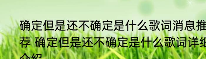 确定但是还不确定是什么歌词消息推荐 确定但是还不确定是什么歌词详细介绍