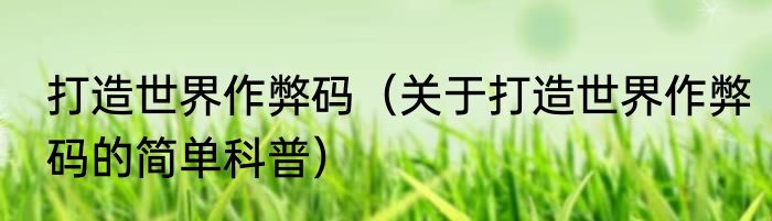 打造世界作弊码（关于打造世界作弊码的简单科普）