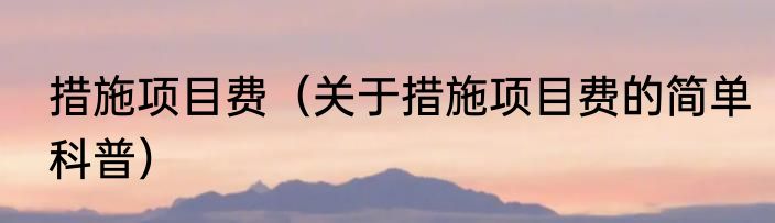 措施项目费（关于措施项目费的简单科普）