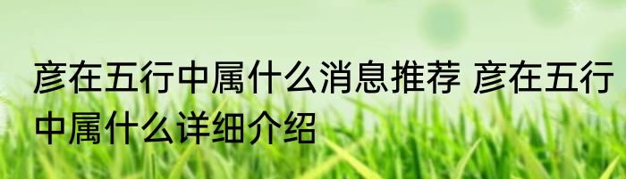 彦在五行中属什么消息推荐 彦在五行中属什么详细介绍