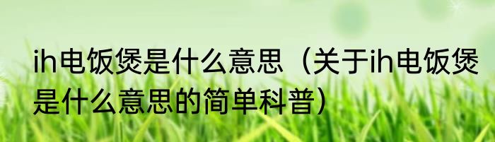 ih电饭煲是什么意思（关于ih电饭煲是什么意思的简单科普）