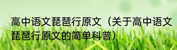 高中语文琵琶行原文（关于高中语文琵琶行原文的简单科普）